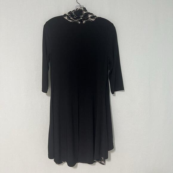 Joseph Ribkoff Cowl Neck Double Layer Tunique Black/Beige Dress Size 8 Stretch - Picture 7 of 15